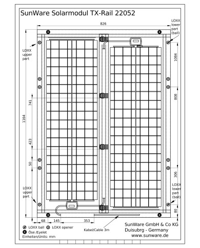 Solarmodul TX-Rail 22052, 120 Wp