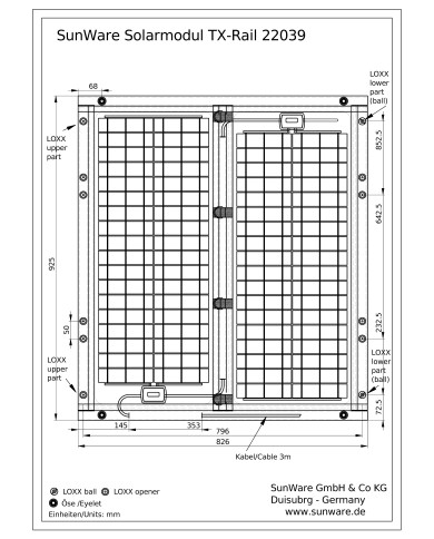 Solarmodul TX-Rail 22039, 90 Wp
