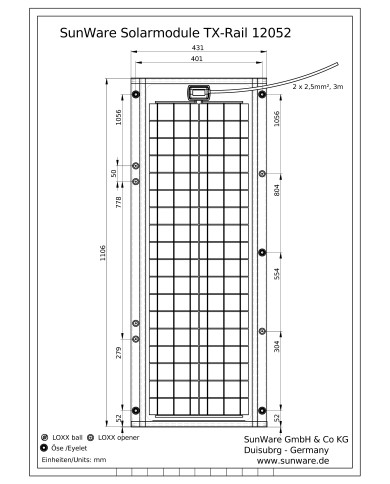 Solarmodul TX-Rail 12052, 60 Wp