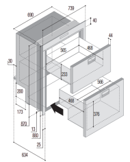 Réfrigérateur/congélateur double tiroir DW210 OCX2 DTX